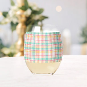 Vaso De Vino Plaid de cuadros multicolor