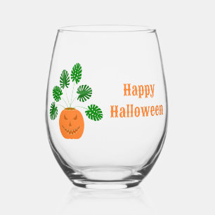 Vaso De Vino Planta de Monstera de Halloween en mensaje de Pers