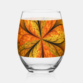 Vaso De Vino Planta de otoño, hoja de arte fractal abstracta mo