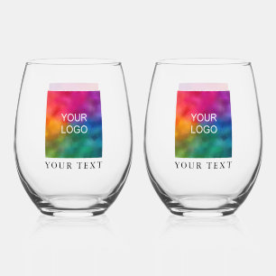 Vaso De Vino Plantilla promocional Carga tu logotipo en conjunt