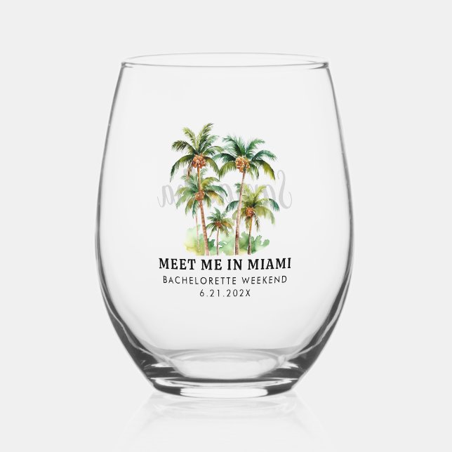 Vaso De Vino Playa Tropical Bachelorette Decoración Fiesta Fin  (Anverso)