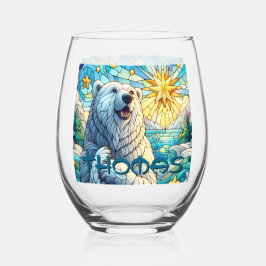 Vaso De Vino Polar Bear Faux Stained Glass Personalizado