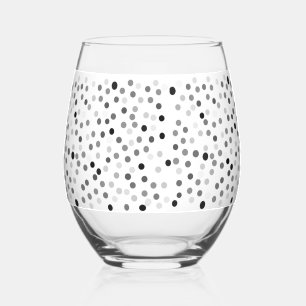 Vaso De Vino Polka blanco y negro con puntos de vidrio de vino