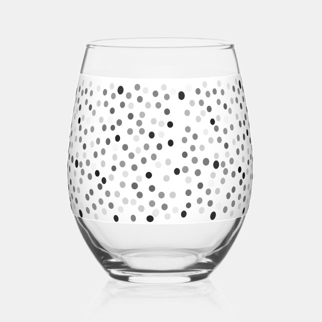 Vaso De Vino Polka blanco y negro con puntos de vidrio de vino (Anverso)