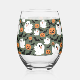 Vaso De Vino Pollos fantasmas tristes con calabazas y murciélag
