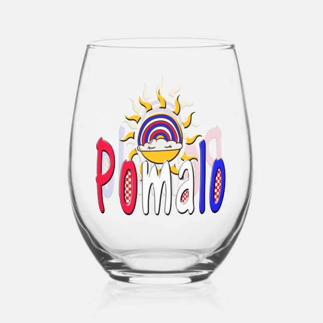 Vaso De Vino Pomalo - Relajación croata con sol y arcoiris (Anverso)