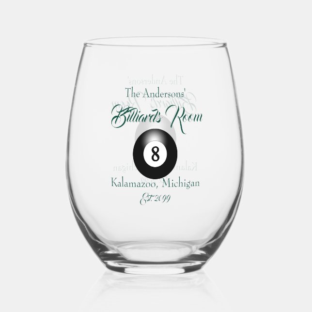 Vaso De Vino Pool Billiards Room 8 Ball Coctail (Anverso)