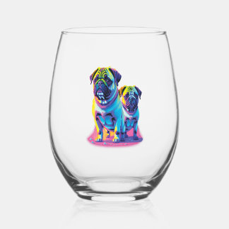 Vaso De Vino Pop Pugs in Pink 