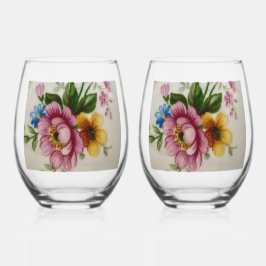 Vaso De Vino Porcelain Inspired Floral 