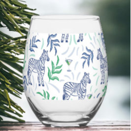 Vaso De Vino Preppy Navy Zebra Martinis White