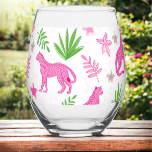 Vaso De Vino Preppy Pink Cheetah