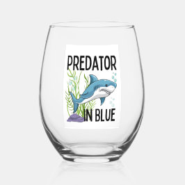 Vaso De Vino pretador en azul , tiburón, estilo personalizado