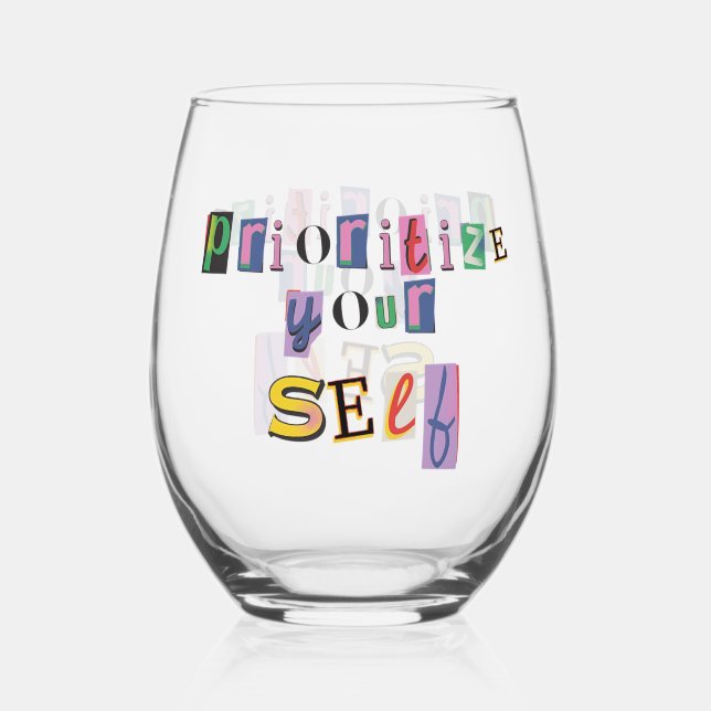 Vaso De Vino Prioriza a ti mismo (Anverso)