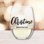 Vaso De Vino Propuesta de la dama de honor Guión moderno Simple<br><div class="desc">¡Haga que sus damas de honor se sientan especiales con copas de vino personalizadas! Añade sus nombres y roles en el boda en hermosos estilos caligráficos o de escritura moderna. Estas gafas son la adición perfecta a tus regalos de novias o a tu propuesta de dama de honor y serán...</div>