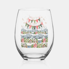 Vaso De Vino Pueblo de Navidades de nieve