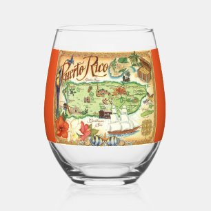 Vaso De Vino Puerto Rico Vintage colorido