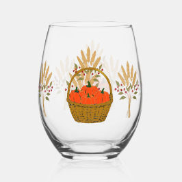Vaso De Vino 🎃 **Pumpkin & Wheat Stemless Wine Glass