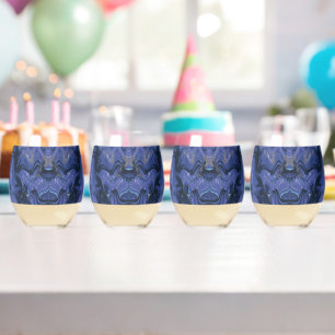Vaso De Vino Purpurina azul giratorio galaxia Resumen Patrón có