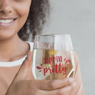 Vaso De Vino Purpurina Look Sippin Bonito