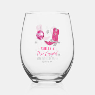 Vaso De Vino Purpurina Pink Disco Cowgirl 60 cumpleaños