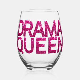 Vaso De Vino Purpurina rosado de la Reina del Drama