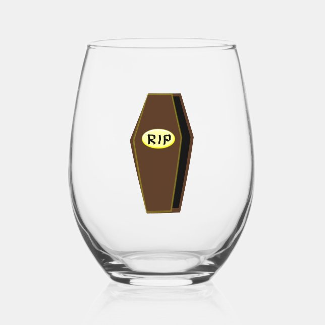 Vaso De Vino QEPD Ataúd de Halloween (Anverso)