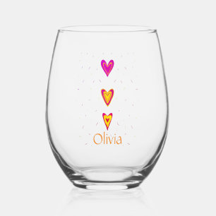 Vaso De Vino Quirky Sweet Modern 3 Heart Ilustracion