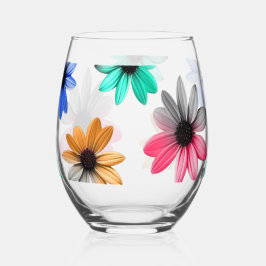 Vaso De Vino Rainbow Daisies