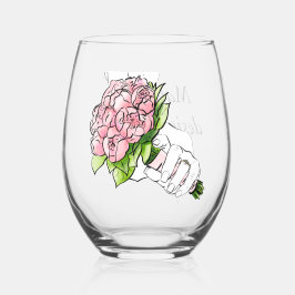 Vaso De Vino Ramo de novia elegante a mano alzada