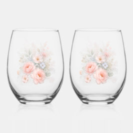 Vaso De Vino Ramo Floral de Pastel Suave