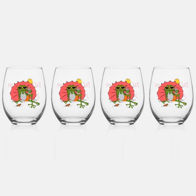 Vaso De Vino Rana personalizado con Fiesta del retiro de los pa (Anverso)