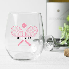 Vaso De Vino Raquetas de tenis antiguas, pelota de tenis y nomb