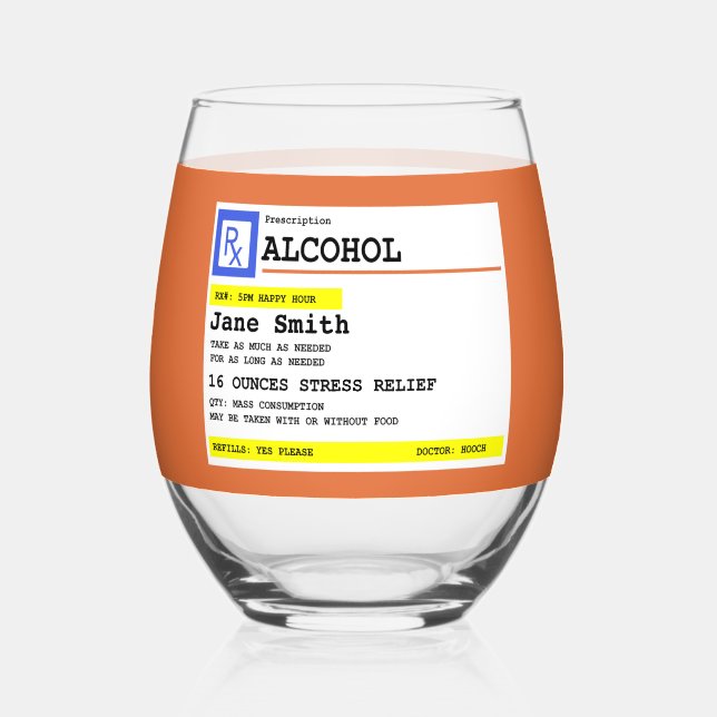 Vaso De Vino Receta personalizada Alcohol cómico (Anverso)