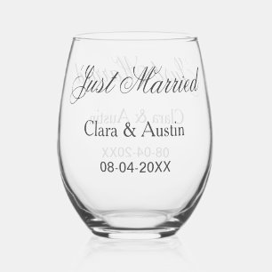 Vaso De Vino recién casados agregar nombre de la pareja fecha a