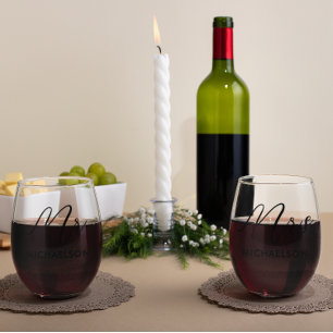 Vaso De Vino Recién casados Sr. y Sra.