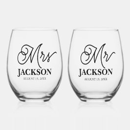 Vaso De Vino Recuerdo de boda de Sr y Sra