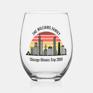 Vaso De Vino Recuerdo de viaje personalizado de la puesta de so