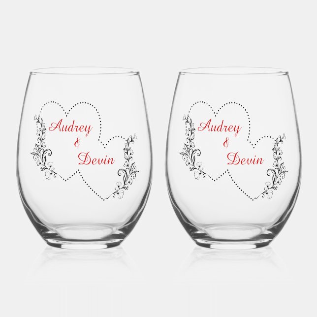 Vaso De Vino Recuerdo lindo de boda (Anverso)