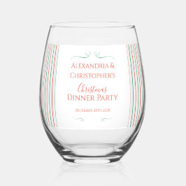 Vaso De Vino Red and Green Stripe Christmas Dinner Party Favor