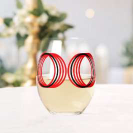 Vaso De Vino Red Black Circles Moderno Drinkware Set