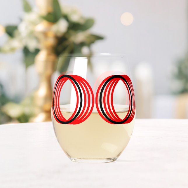 Vaso De Vino Red Black Circles Moderno Drinkware Set (Insitu (Boda))