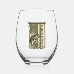 Vaso De Vino Reel Cool Abuelo Camiseta Vintage Diseño de Pesca 