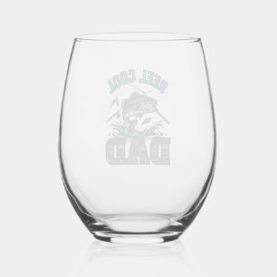 Vaso De Vino Reel Cool Dad Pesca de Lubina Diseño Vector Vintag