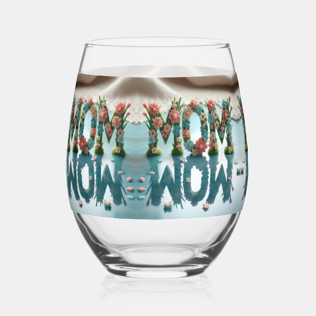 Vaso De Vino Reflexión floral de mamá wow  (Anverso)