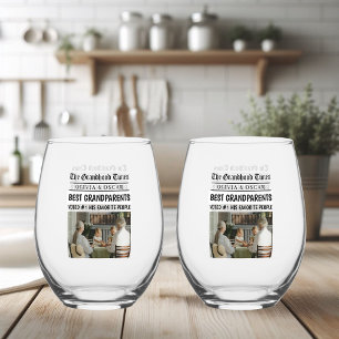 Vaso De Vino Regalo de abuelos de titulares de periódicos perso