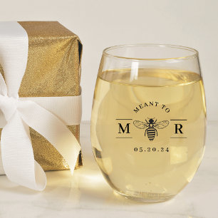 Vaso De Vino Regalo de boda con monograma Meant to Bee