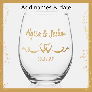 Vaso De Vino Regalo de boda personalizado elegante oro para par