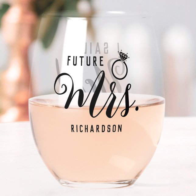Vaso De Vino Regalo de compromiso personalizado para futura Sra (Subido por el creador)