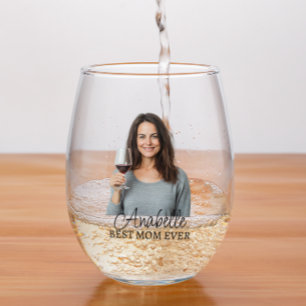 Vaso De Vino Regalo de Foto Personalizada Mejor Mamá del Mundo 