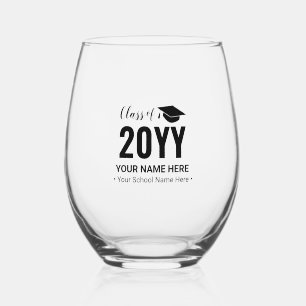 Vaso De Vino Regalo de graduación moderno personalizado en negr